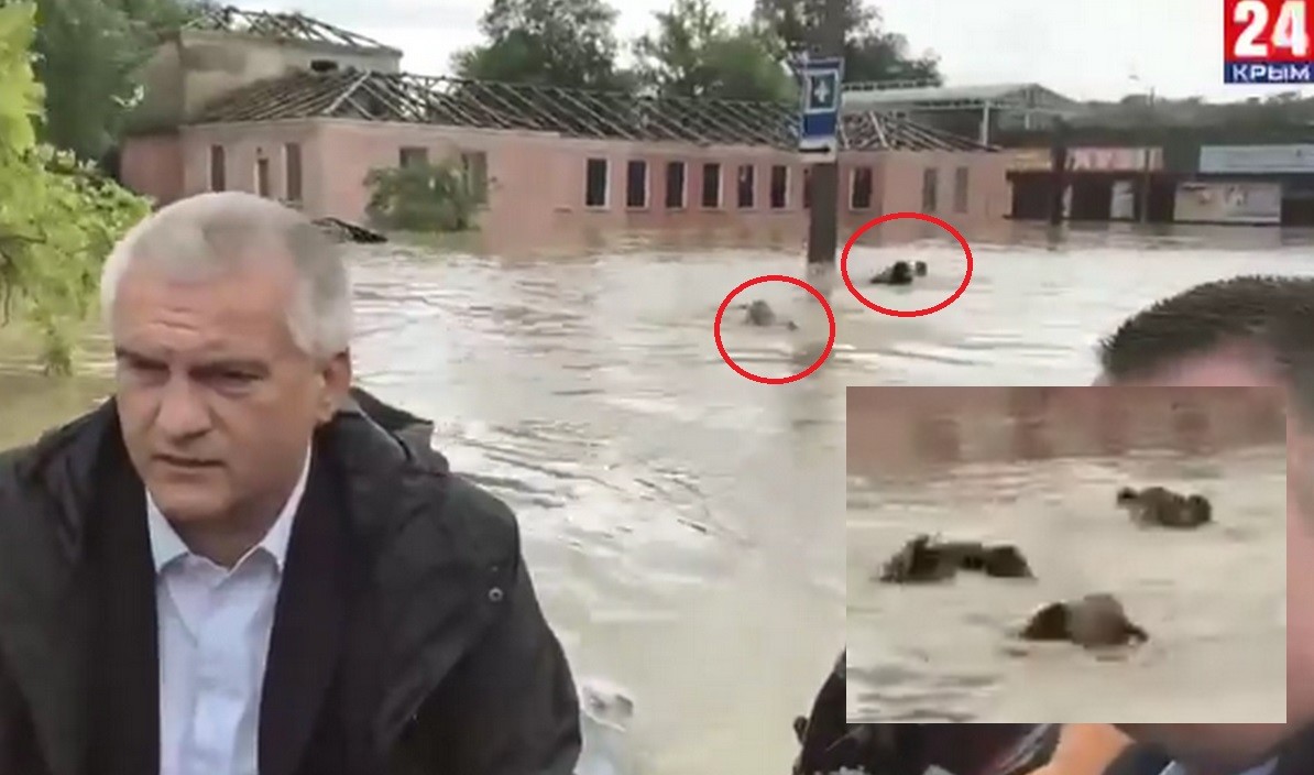 Krym: dla ochroniarzy gubernatora zabrakło miejsca w motorówce, więc przeprawili się wpław