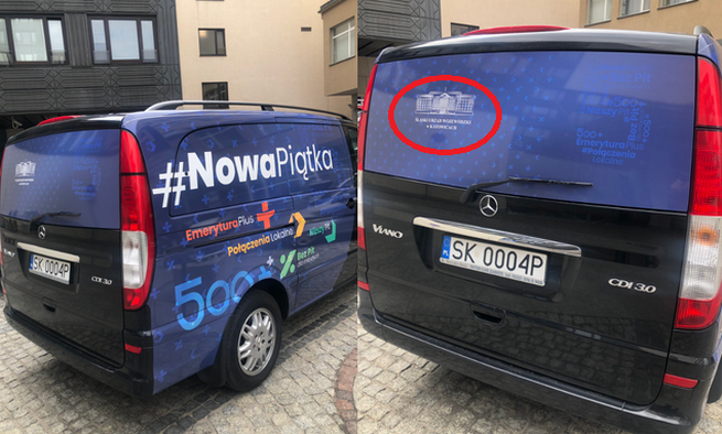 Rządowe samochody z programem PiS