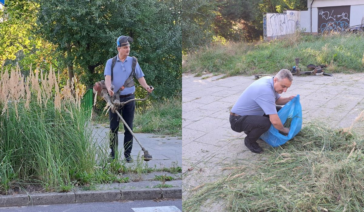 Bielsko Biała: mieszkańcy nie mogli się doczekać wykoszenia trawy, więc radny dla odmiany wziął się osobiście do roboty