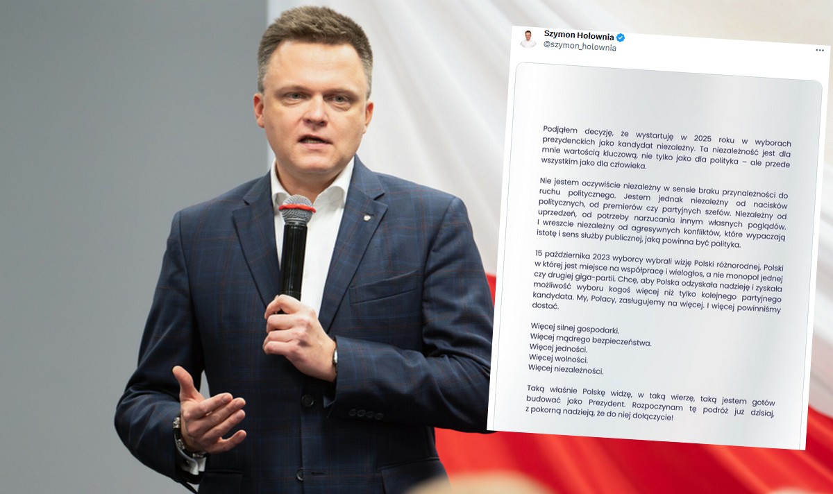 Szymon Hołownia ogłosił start w wyborach prezydenckich, mówi, że chce być "kandydatem niezależnym"