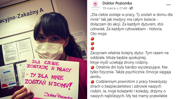 Lekarka odizolowała od siebie syna, dla jego dobra. Prosi, żebyście zostali w domach