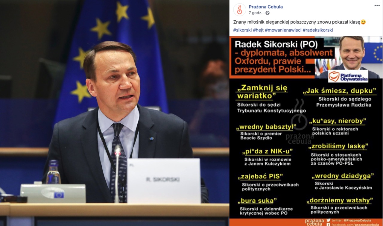 Fanpage Prażona Cebula przypomina top obraźliwych wypowiedzi Sikorskiego