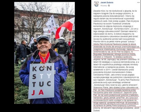 Jacek Dubois chce pomóc 88-latkowi po wpisie Pawłowicz: to bełkot nienawiści