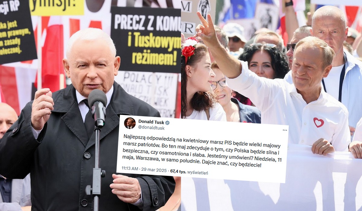 Po wielkim marszu Kaczyńskiego w kwietniu Tusk ogłasza wielki marsz w maju