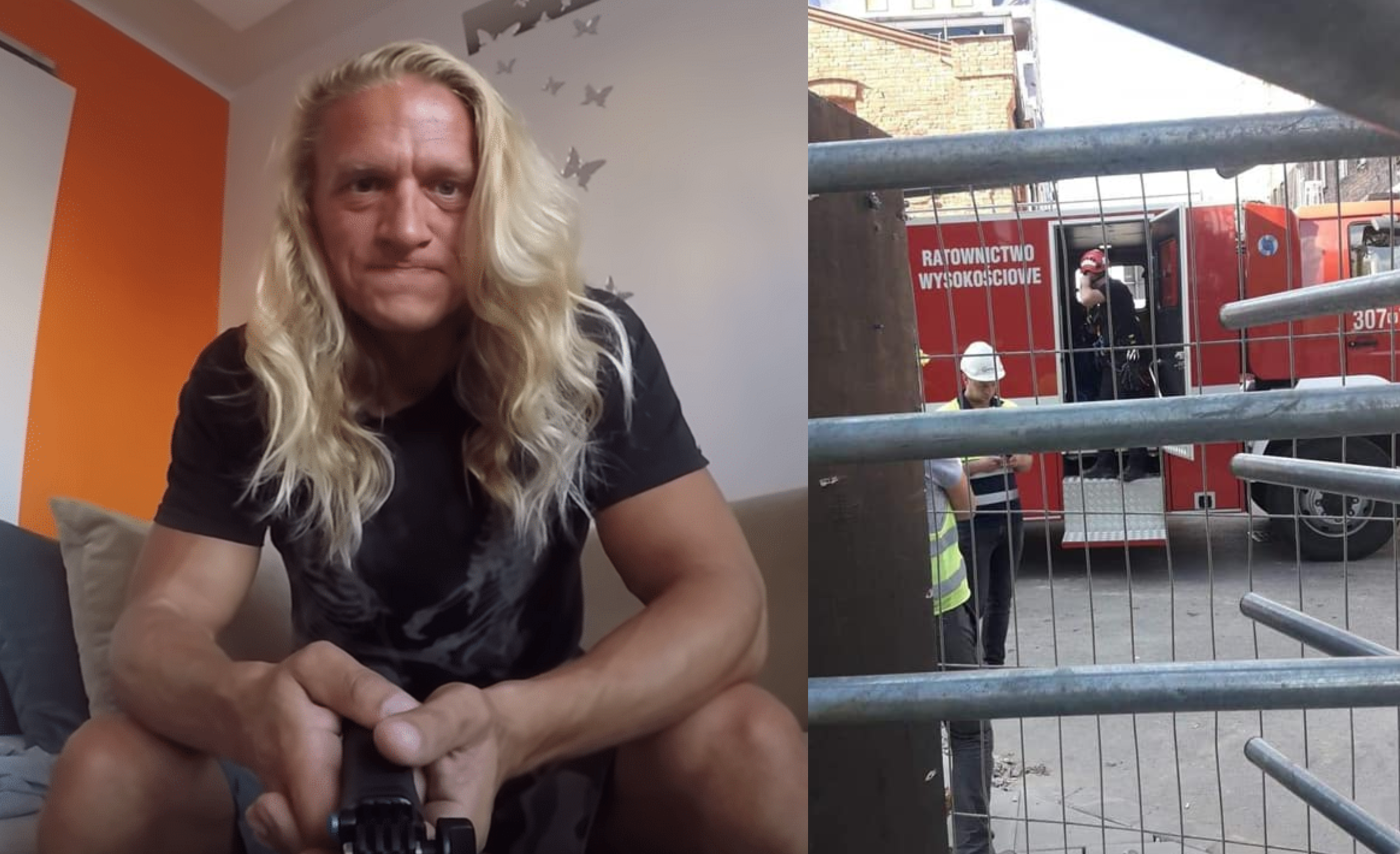 Operator żurawia zasłabł w kabinie, Geralt z dźwigu: a nie mówiłem?