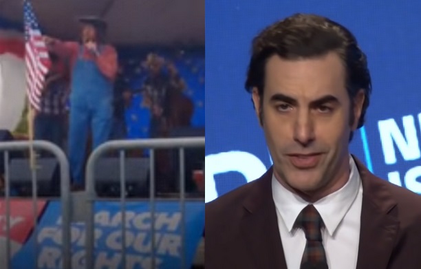 Sacha Baron Cohen strollował uczestników imprezy skrajnej prawicy, śpiewali z nim o Covid-19
