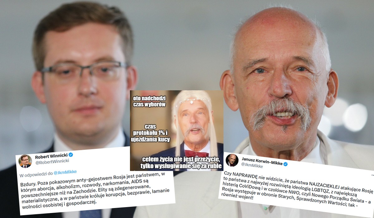 Janusz Korwin-Mikke broni Rosji, pokłócił się z nim Robert Winnicki i tłumaczy mu, że to zdegenerowany kraj