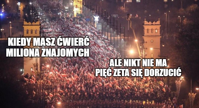 Zrzutka na Marsz Niepodległości: miało być 230 000, jest 30 000