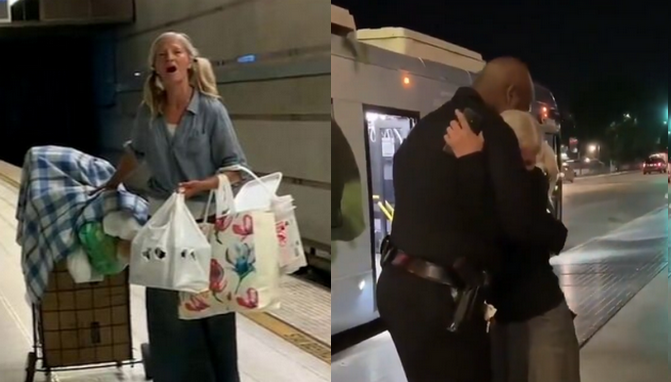 Bezdomna śpiewaczka spotkała się z policjantem, który nagrał ją w metrze