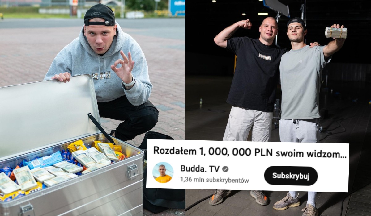 Youtuber Budda, który podrzucił skrzynkę z hajsem pod dom dziecka, tym razem rozdał milion zł swoim obserwującym