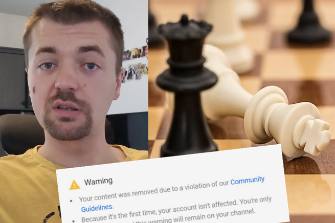 Kanał o szachach z usuniętym nagraniem za używanie "biali kontra czarni" i odwrotnie