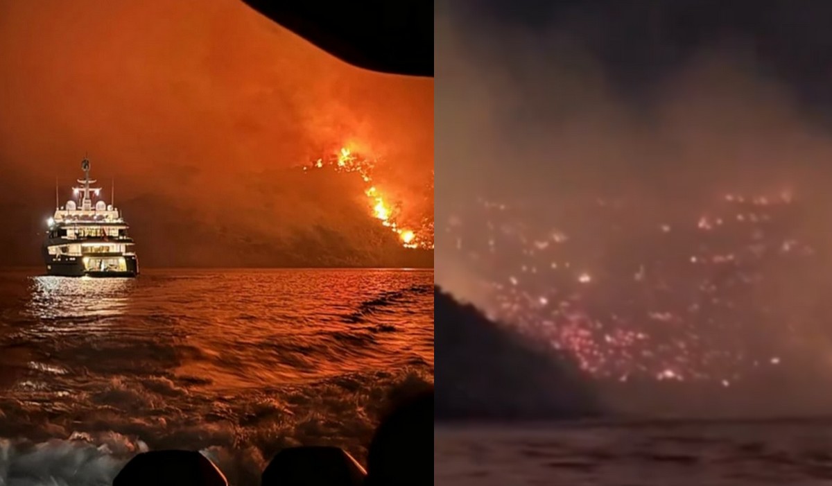 Grecja: jacyś goście odpalili sobie fajerwerki na jachcie doprowadzając do pożaru lasu piniowego