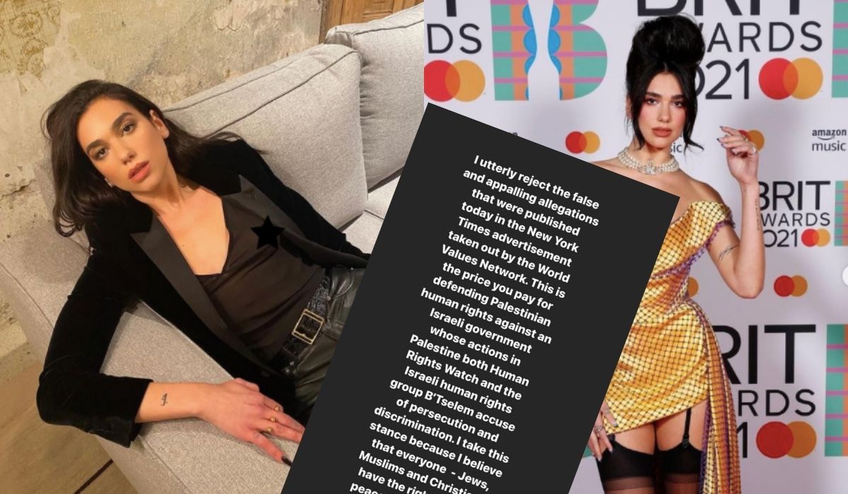 Dua Lipa tłumaczy, że krytyka tego, co Izrael robi Palestynie nie ma nic wspólnego z antysemityzmem