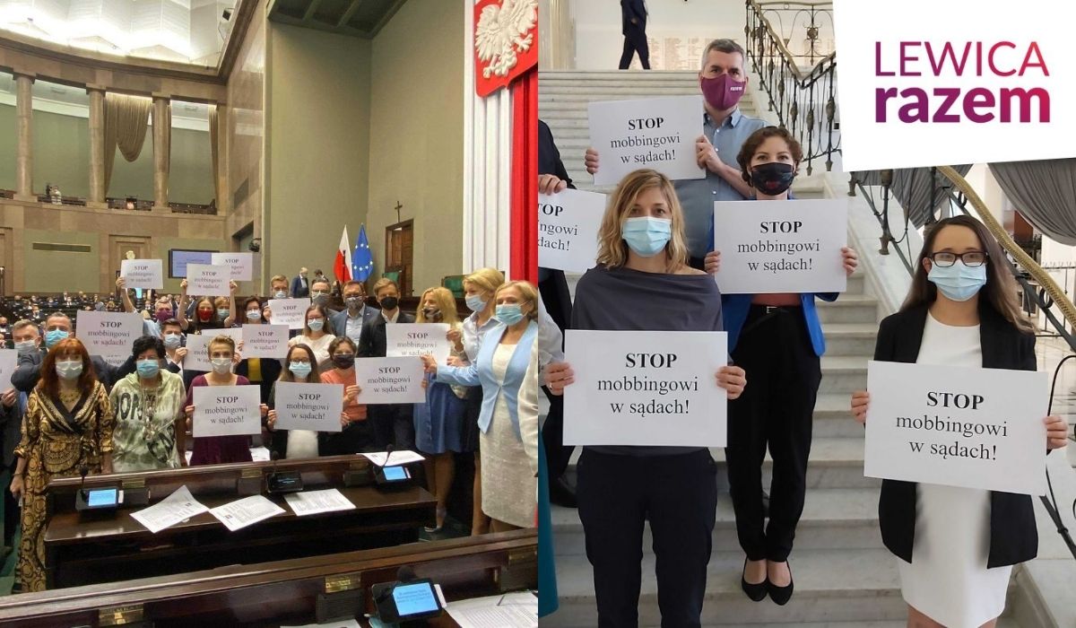 Pracownicy sądów skarżą się na mobbing, wezwali na pomoc partię Razem, a Razem wezwało Banasia