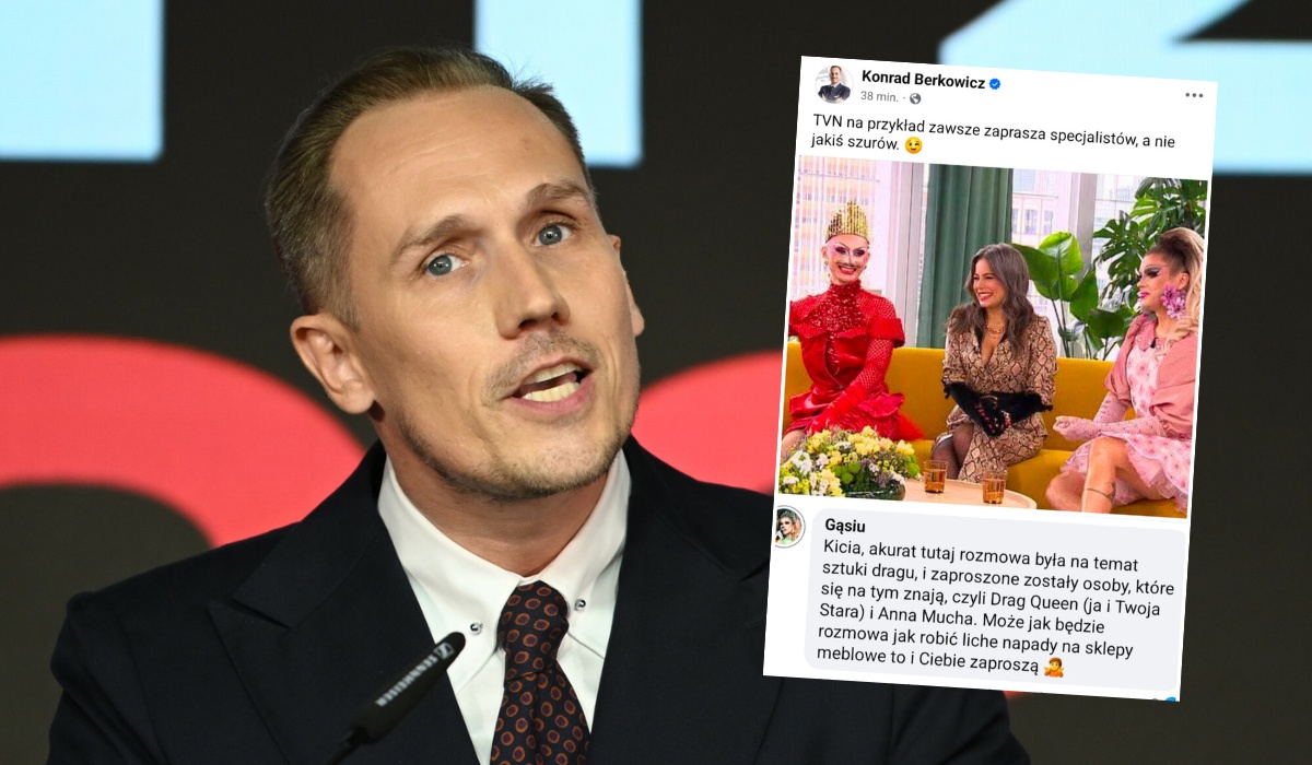Konrad "Patelnia" Berkowicz oburzył się na widok drag queen w programie śniadaniowym