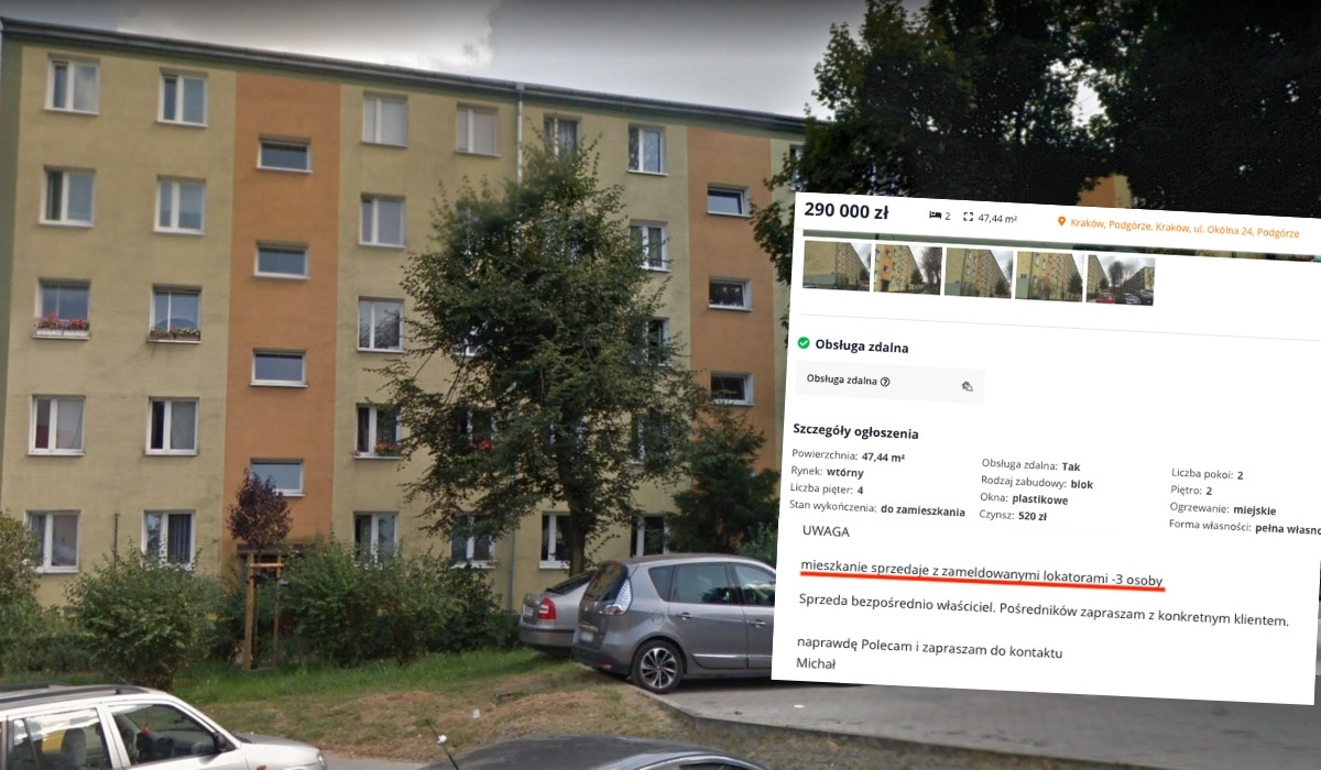 Kraków: ktoś sprzedaje mieszkanie z wkładką mięsną, czyli z lokatorami