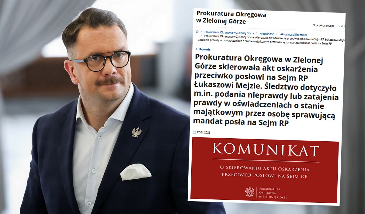 Jest akt oskarżenia w sprawie Łukasza Mejzy, grozi mu do 8 lat więzienia