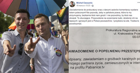 Partner Pawła Rabieja zawiadomił prokuraturę o groźbach w komentarzach