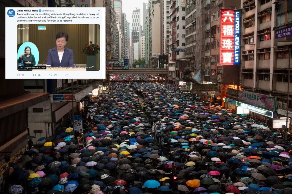 Chiny blokują Twittera, jednocześnie promując na nim wpisy oczerniające protestujących w Hong Kongu