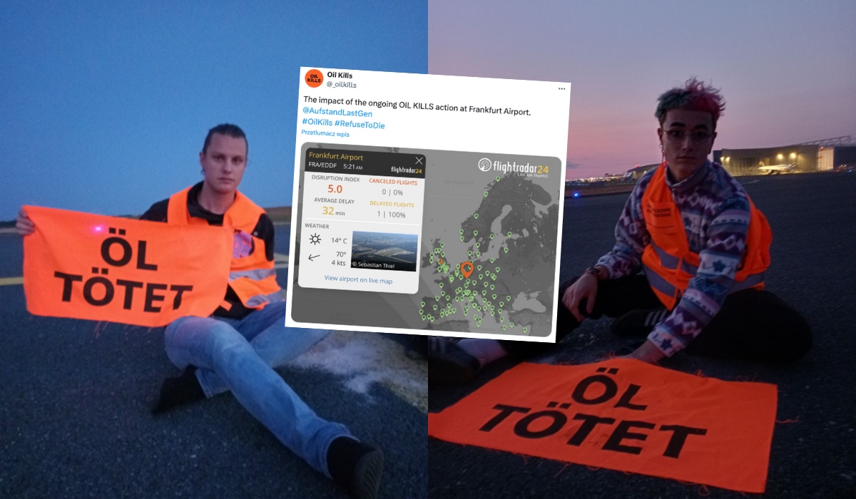 Frankfurt: aktywiści przykleili się do płyty największego lotniska w Niemczech, wszystkie loty zostały wstrzymane   