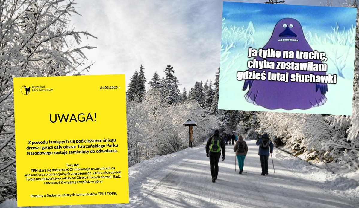 Przez mocny powrót zimy Tatrzański Park Narodowy zamknął się do odwołania