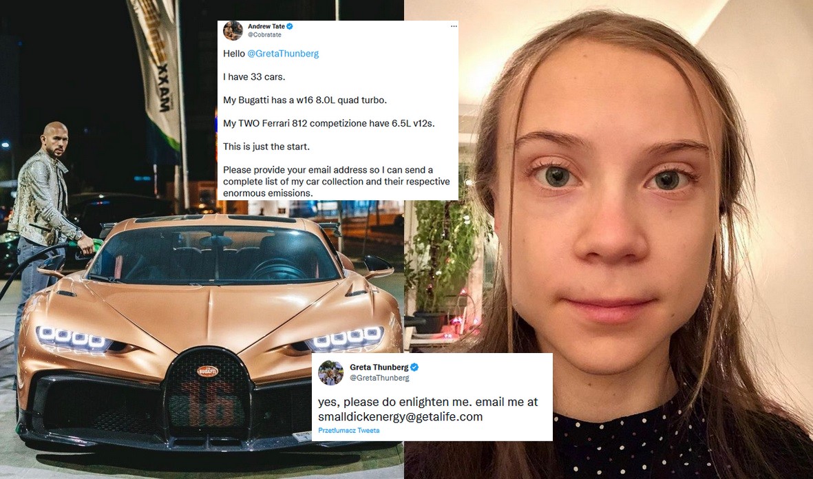 Andrew Tate, influencer i samiec alfa zaczepił Gretę Thunberg i o dziwo mu odpowiedziała