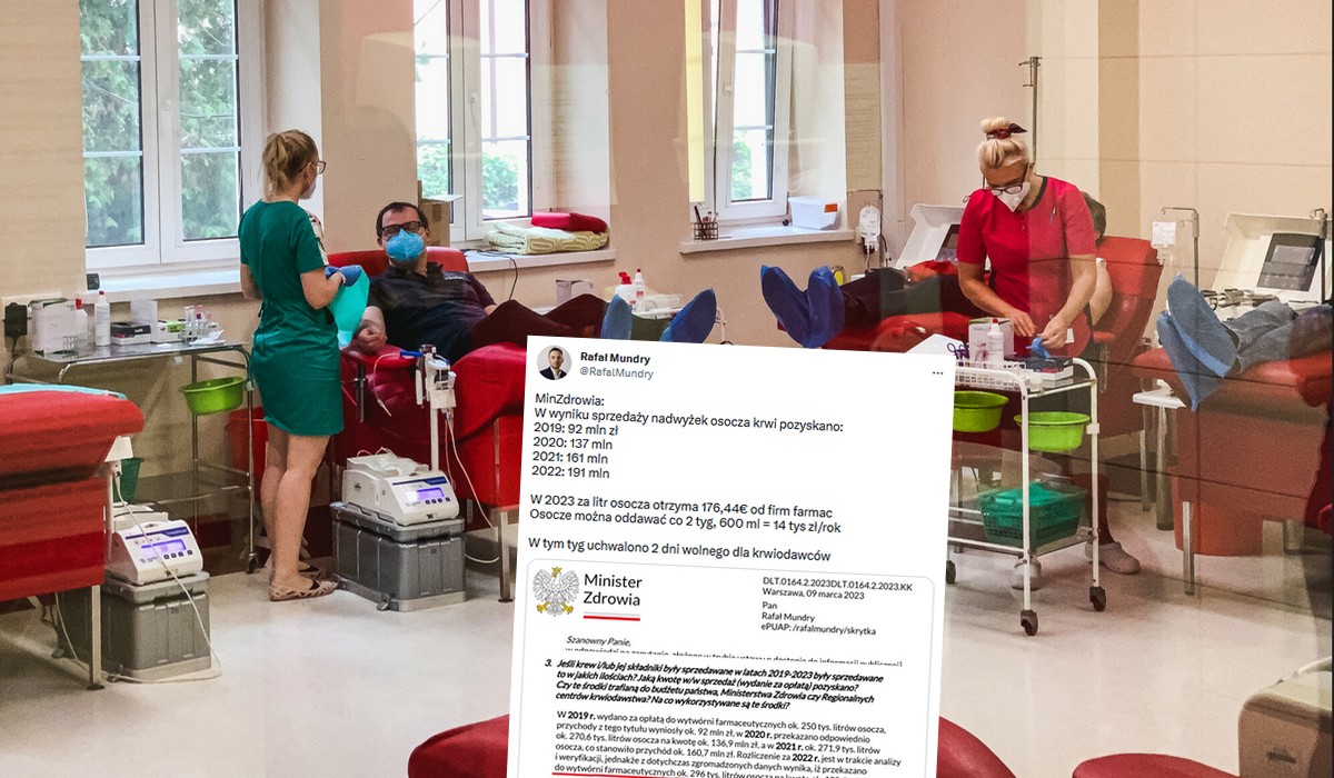 Ministerstwo Zdrowia przyznało się, że nieźle zarabia na krwi od honorowych krwiodawców