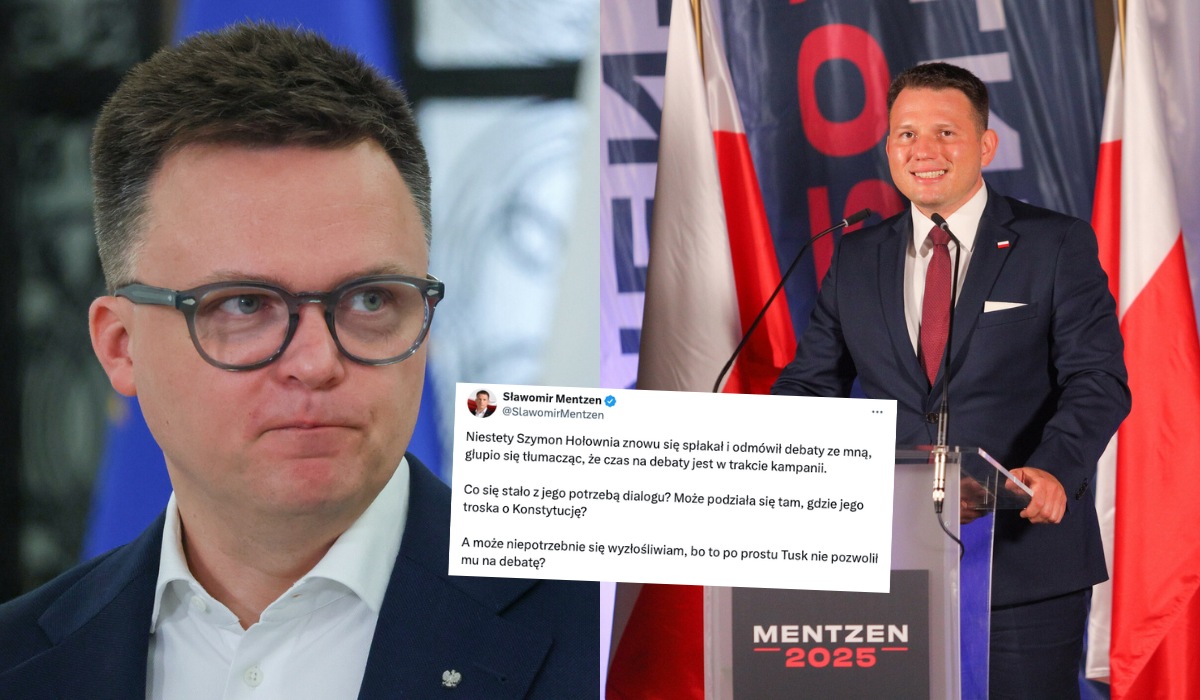 Mentzen ocenia, że "Hołownia się spłakał" odmawiając debaty o prezydenturze