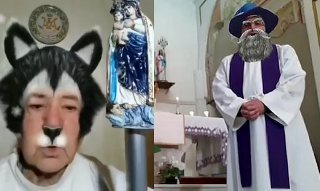 Włochy: niektórzy księża podczas transmisji mszy włączyli niechcący filtry i wyszło jak wyszło