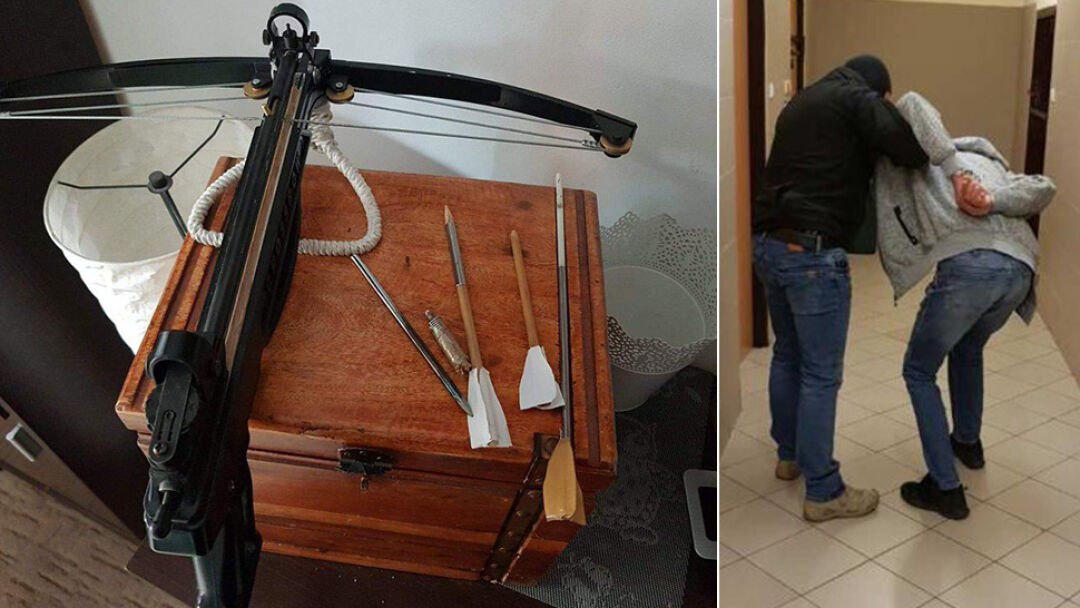 Policja zatrzymała mężczyznę, który strzelał z kuszy w kierunku przedszkola