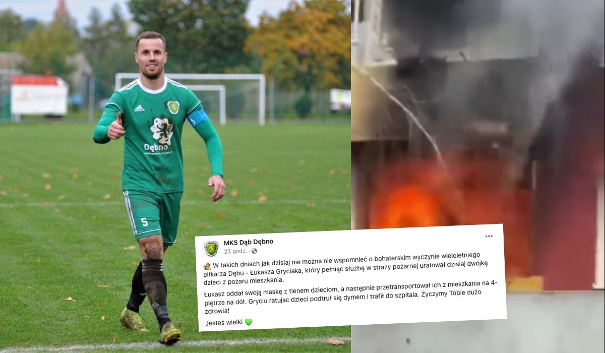 Łukasz Gryciak, piłkarz i strażak, uratował kosztem swojego zdrowia dwójkę dzieci, jak w jakimś filmie
