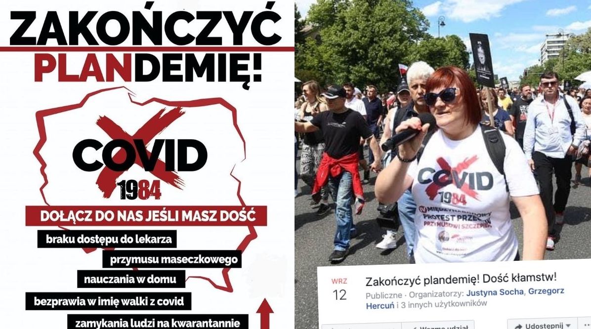12 września w kilku miastach planowane są manifestacje "koronasceptyków" pod wspólną nazwą "Zakończyć Plandemię"