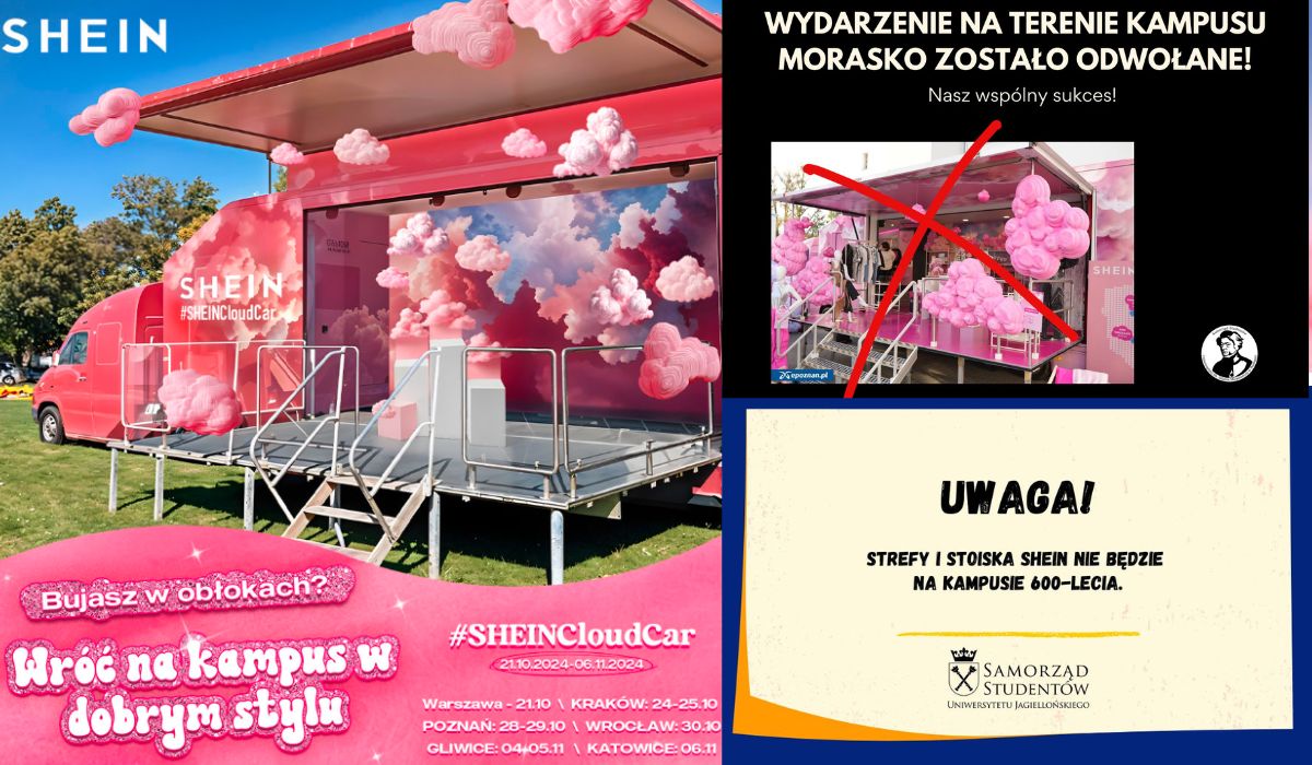 Kraków: studenci zablokowali otwarcie showroomu Shein, marka jest bojkotowana za szkodliwość i wyzysk