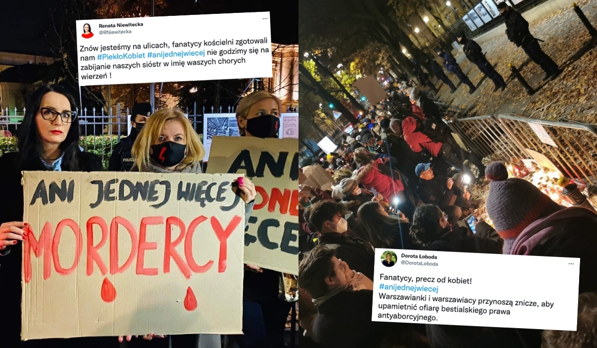 Nocny protest pod Trybunałem Konstytucyjnym po śmierci 30-latki: "Ani Jednej Więcej"