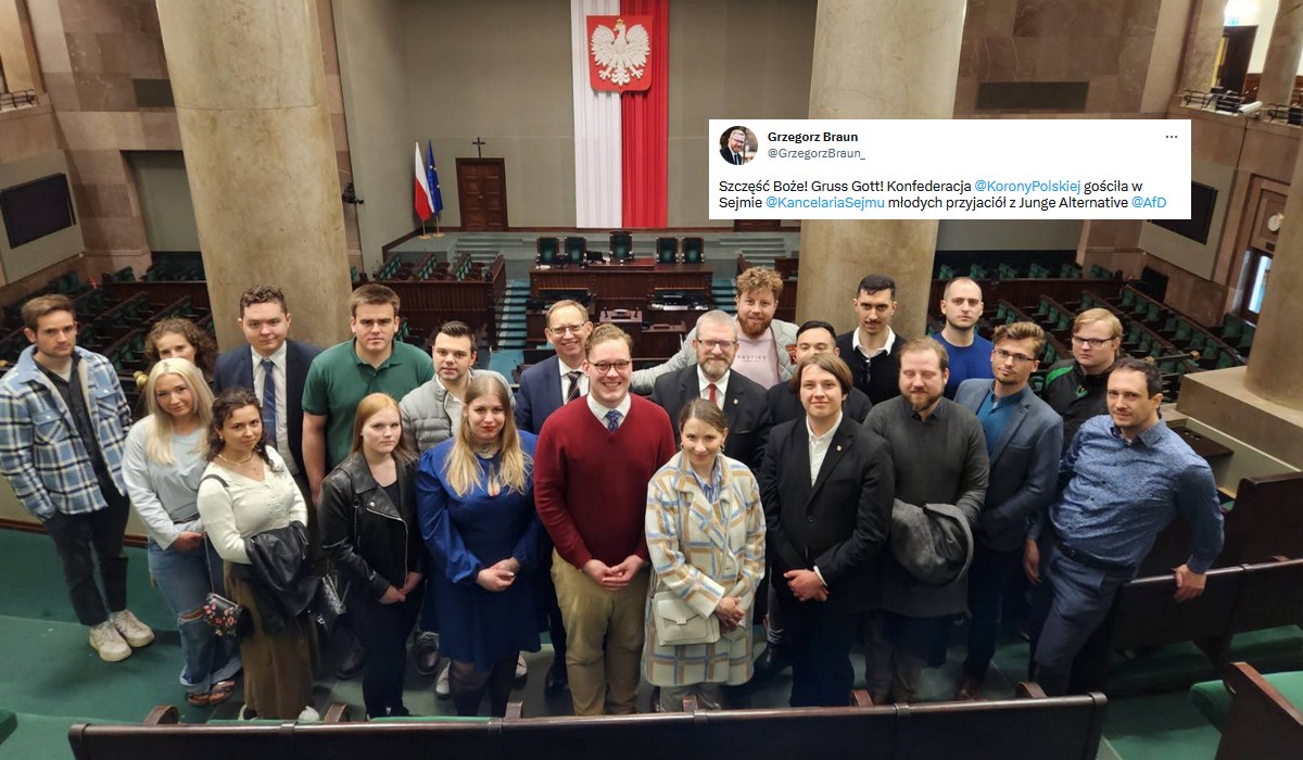 Poseł Braun gościł w Sejmie młodzieżówkę prawicowej niemieckiej partii AfD