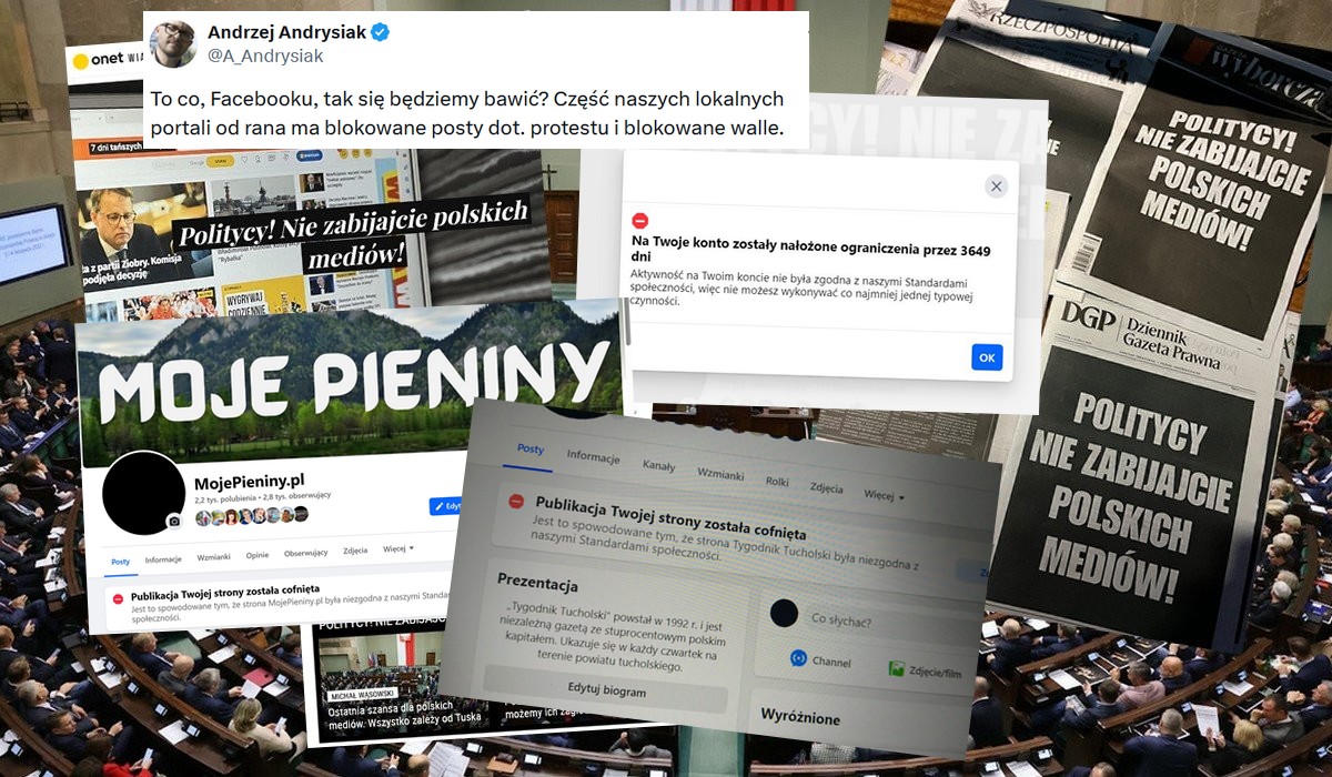 Media lokalne zgłaszają, że Facebook usuwał ich wpisy o proteście lub zmniejszał ich zasięg