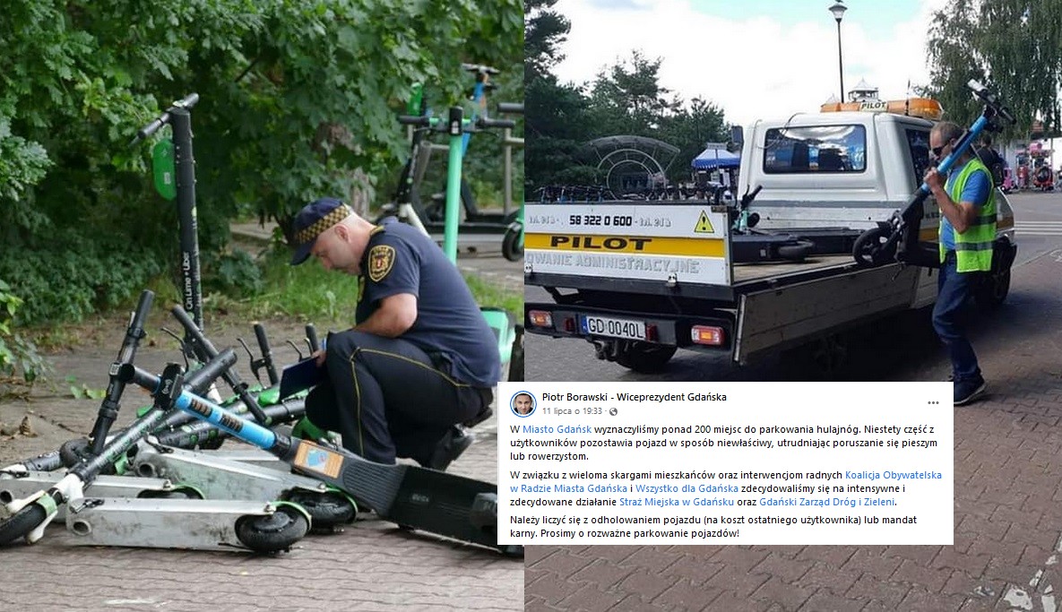 Gdańsk: rzucone byle jak hulajnogi można zgłaszać jak źle zaparkowane samochody