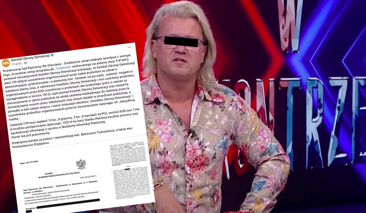 Komitet Obrony Demokracji dla odmiany z sukcesem: wygrali z Jarosławem J. w sądzie, musi wpłacić na Polski Czerwony Krzyż