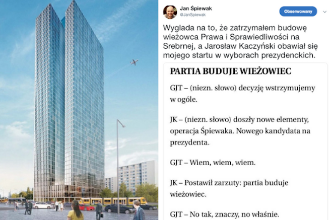 Jan Śpiewak: wygląda na to, że zatrzymałem budowę wieżowca na Srebrnej