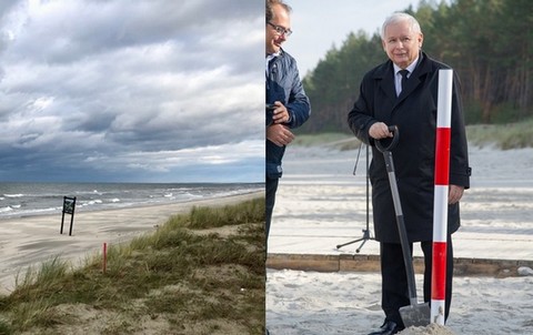Zniknął słupek, który wkopał Jarosław Kaczyński na Mierzei Wiślanej:jarek: