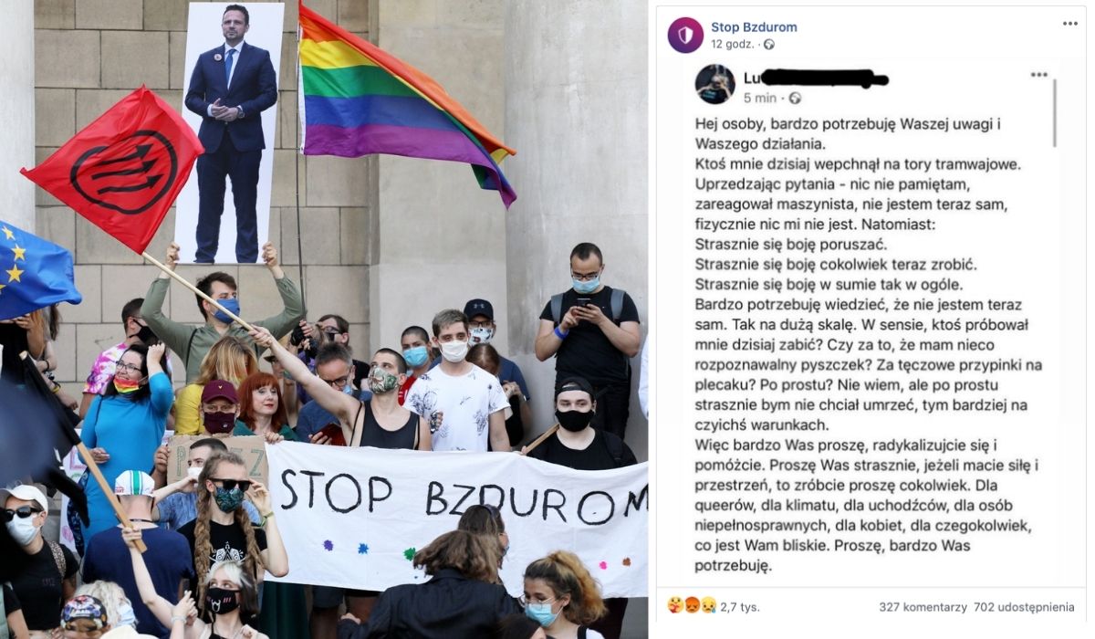 Aktywista Stop Bzdurom: ktoś wepchnął mnie na tory tramwajowe