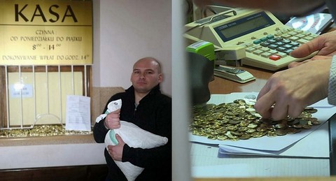 Przyniósł do sądu 30 kg 1,2 i 5-groszówek. Kasjerka nie chciała ich przyjąć. Wezwano policję