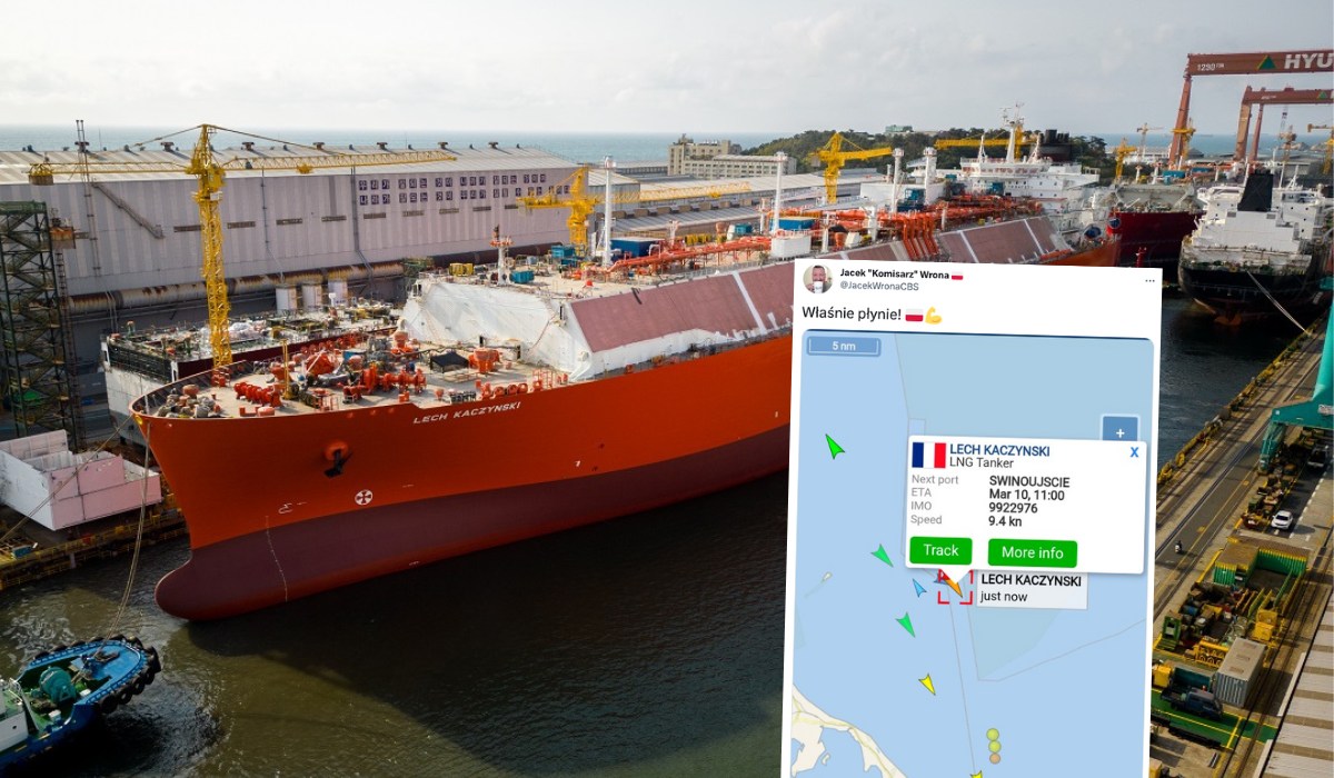 Gazowiec Lech Kaczyński przypłynął z zapasem LNG i zacumował w Polsce