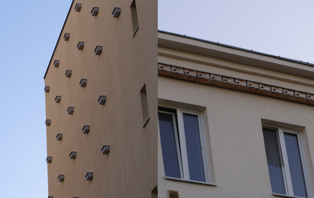 Na Pradze na ścianach budynków zainstalowano budki lęgowe dla jerzyków