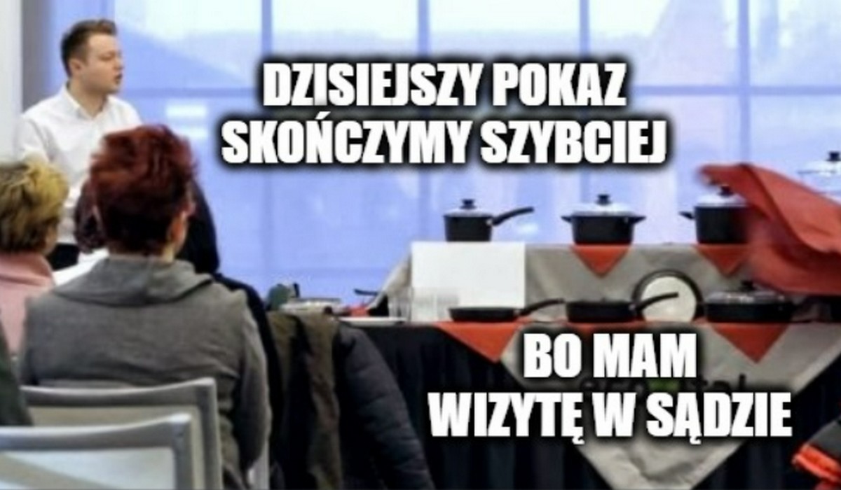 Handlarz luksusowymi tandetnymi garnkami trafił przed sąd, prokuratura zarzuca mu oszukanie 700 osób