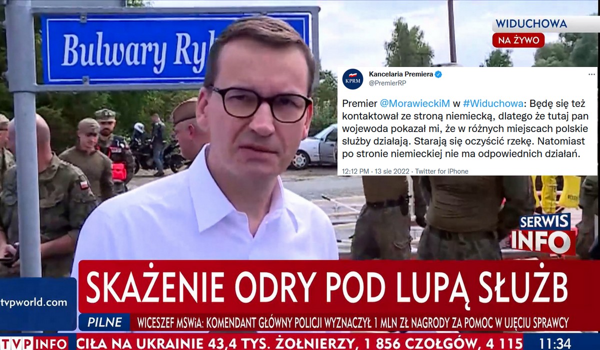 Premier Morawiecki stwierdził, że to po stronie niemieckiej nie podjęto odpowiednich działań w sprawie Odry