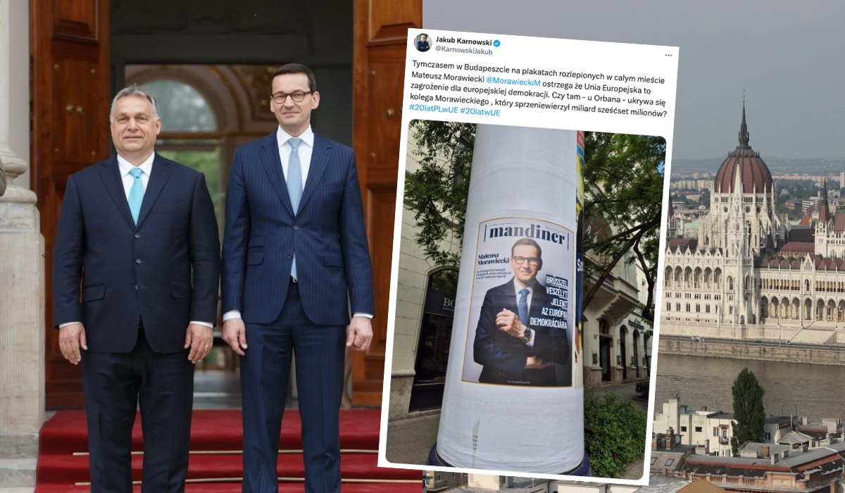 Na ulicach Budapesztu pojawiły się plakaty z Morawieckim ostrzegającym przed UE