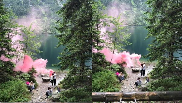 Turyści z Ukrainy odpalili race nad Morskim Okiem