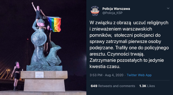 Policja zatrzymała osoby odpowiedzialne za obrazę uczuć religijnych pomników