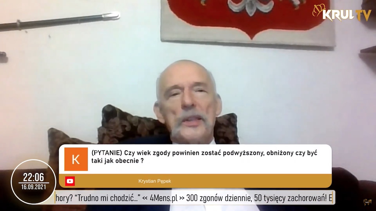 Korwin-Mikke tłumaczy, że wiek zgody powinien być zależny od pierwszej miesiączki i decyzji mamy